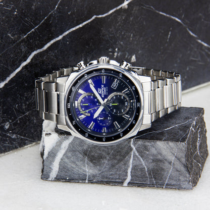 EFV-600 | RELOJ CASIO EDIFICE ORIGINAL ACERO NEGRO AZUL | EDI-OG-64