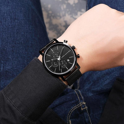 RELOJ ORIGINAL HANNAH MARTIN - CASUAL Y ELEGANTE - NEGRO CON CORREA DE MALLA| HAN - 101