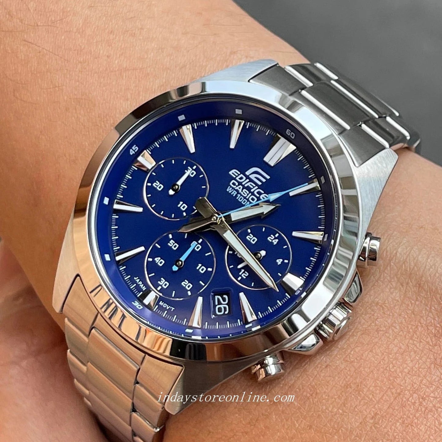 EFV-630 | RELOJ CASIO EDIFICE ORIGINAL ACERO NEGRO AZUL | EDI-OG-68, EDI-OG-69