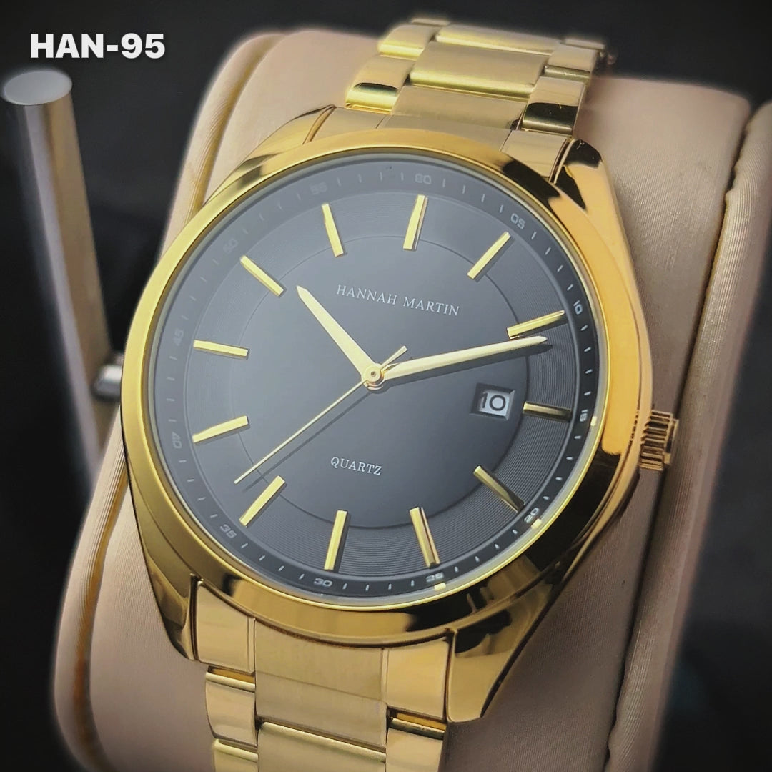 RELOJ ORIGINAL HANNAH MARTIN - ELEGANTE Y CASUAL - NEGRO, DORADO Y PLATEADO | HAN-94 | HAN-95 | HAN-96 PARA HOMBRE