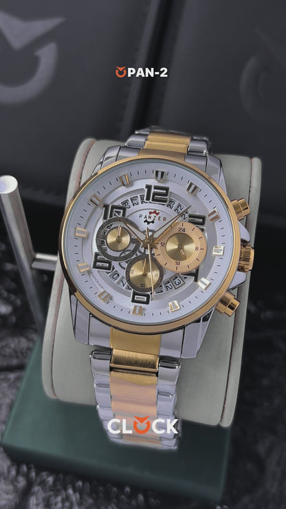 RELOJ PANZER ORIGINAL - ELEGANTE PLATEADO DORADO Y NEGRO | PAN-1, PAN-2, PAN-3