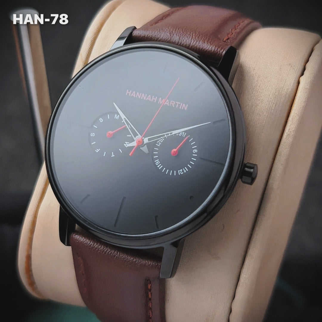 RELOJ ORIGINAL HANNAH MARTIN - ELEGANTE Y CASUAL - NEGRO, MARRON Y PLATEADO | HAN-73 | HAN-74 | HAN-75 | HAN-76 | HAN-77 | HAN-78 PARA HOMBRE