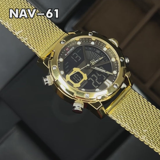 RELOJ NAVIFORCE ORIGINAL - ELEGANTE Y CASUAL - AZUL Y ORO | NAV-61