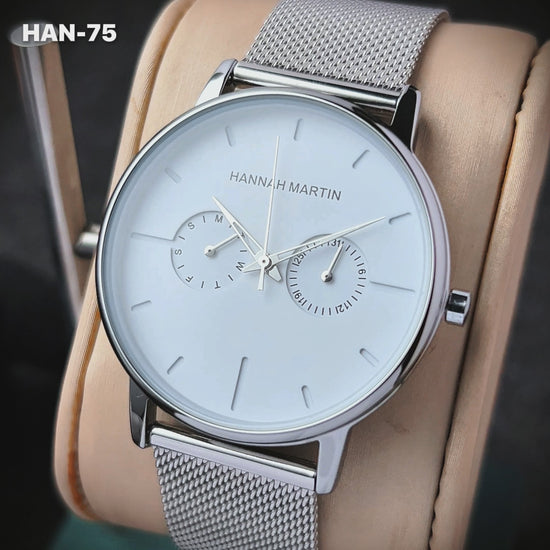 RELOJ ORIGINAL HANNAH MARTIN - ELEGANTE Y CASUAL - NEGRO, MARRON Y PLATEADO | HAN-73 | HAN-74 | HAN-75 | HAN-76 | HAN-77 | HAN-78 PARA HOMBRE