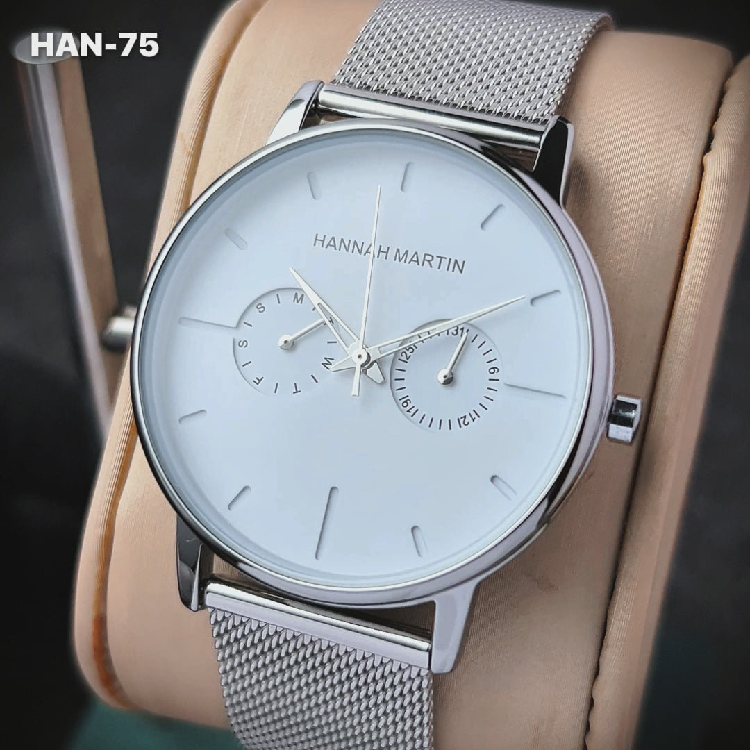 RELOJ ORIGINAL HANNAH MARTIN - ELEGANTE Y CASUAL - NEGRO, MARRON Y PLATEADO | HAN-73 | HAN-74 | HAN-75 | HAN-76 | HAN-77 | HAN-78 PARA HOMBRE