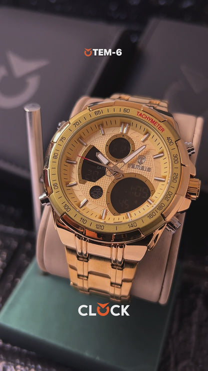 RELOJ TEMEIS ORIGINAL 8113 AZUL NEGRO DORADO AMARILLO PLATEADO | TEM-6, TEM-7, TEM-8, TEM-9, TEM-10