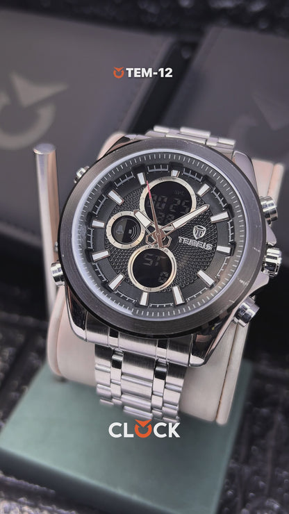 RELOJ TEMEIS ORIGINAL 3202 | 8117  PLATEADO NEGRO DORADO CASUAL | TEM-11, TEM-12, TEM-13, TEM-14, TEM-15, TEM-16