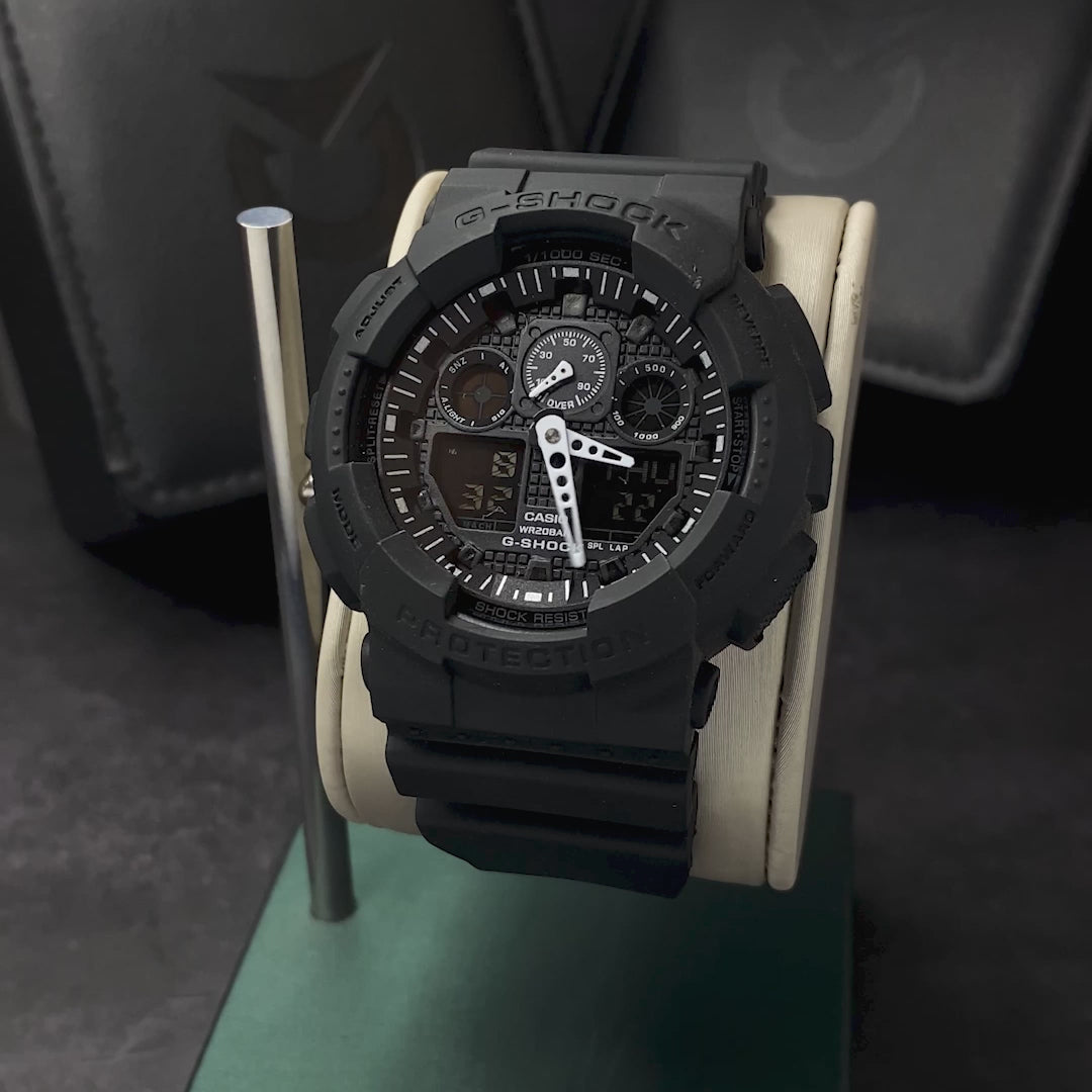 RELOJ G-SHOCK - GA-100 - DEPORTIVO CASUAL NEGRO | G-S-16