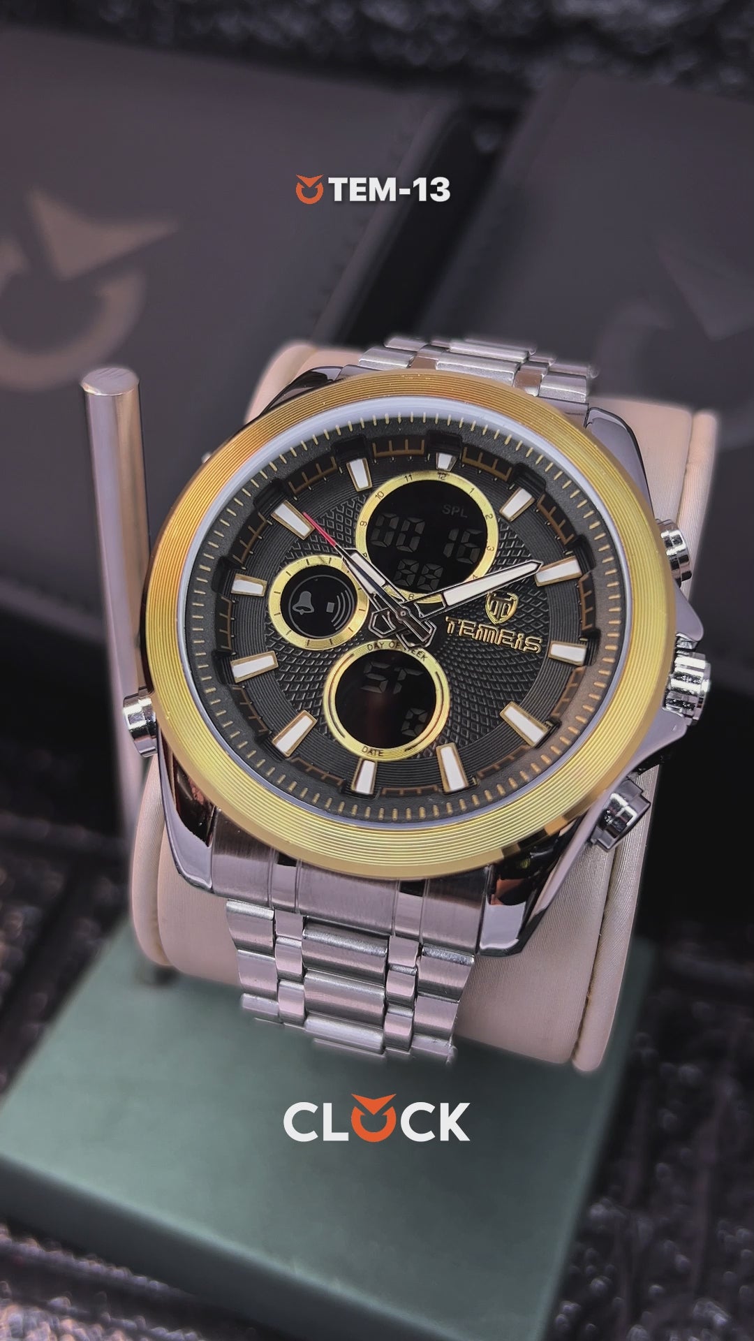 RELOJ TEMEIS ORIGINAL 3202 | 8117  PLATEADO NEGRO DORADO CASUAL | TEM-11, TEM-12, TEM-13, TEM-14, TEM-15, TEM-16