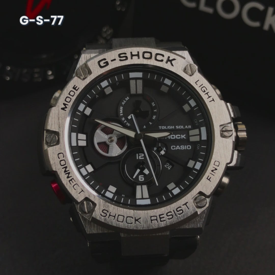 RELOJ G-SHOCK - PLATEADO CON NEGRO | G-S-77-5
DEPORTIVO CASUAL PARA HOMBRE