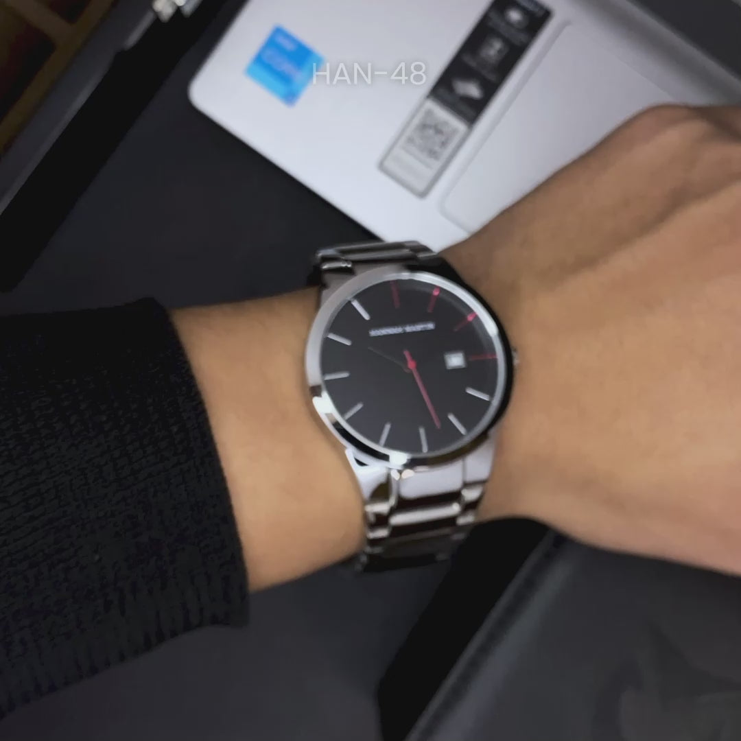 RELOJ HANNAH MARTIN ORIGINAL ELEGANTE PLATEADO Y NEGRO| HAN-26 | HAN-48 | HAN-50 | HAN-52 (6)