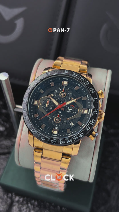 RELOJ PANZER ORIGINAL - ELEGANTE PLATEADO NEGRO Y DORADO | PAN-7, PAN-8, PAN-9