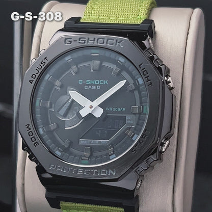 RELOJ G-SHOCK NEGRO - VERDE - BEIGE | G-S-307 | G-S-308 | G-S-327