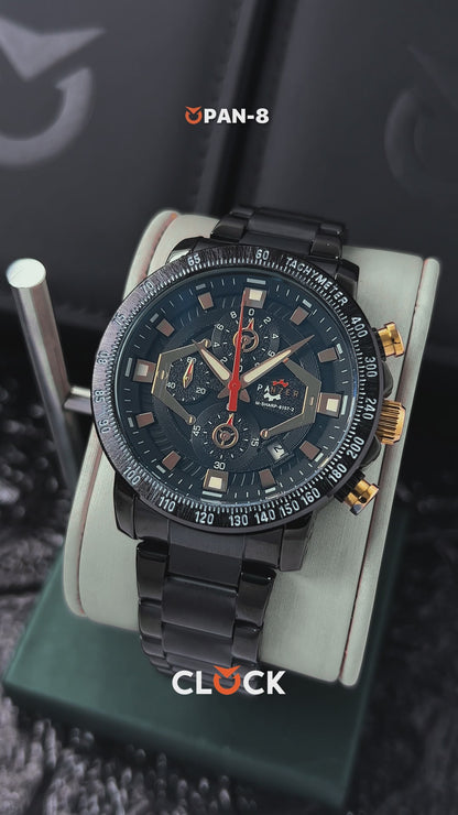 RELOJ PANZER ORIGINAL - ELEGANTE PLATEADO NEGRO Y DORADO | PAN-7, PAN-8, PAN-9