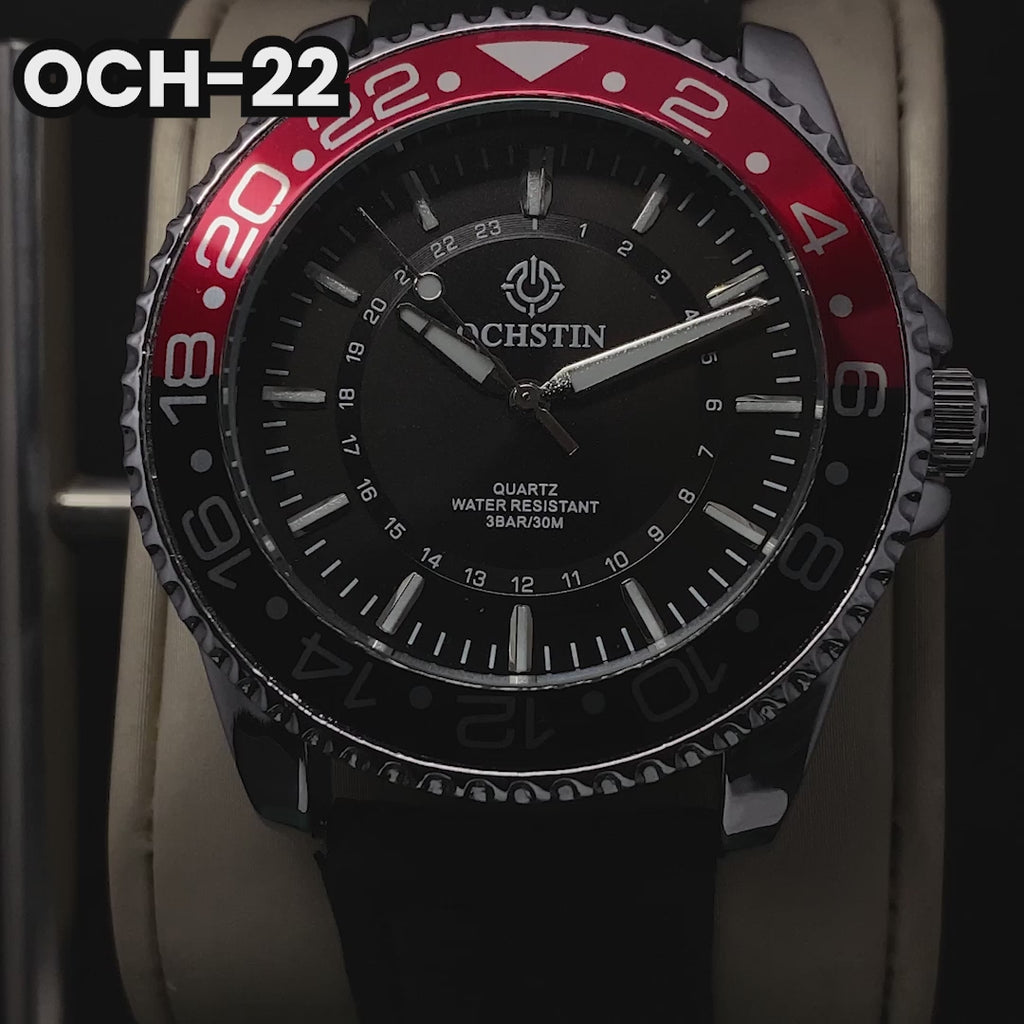 RELOJ OCHSTIN ORIGINAL - CASUAL NEGRO Y ROJO | OCH-22 | OCH-23 (3)