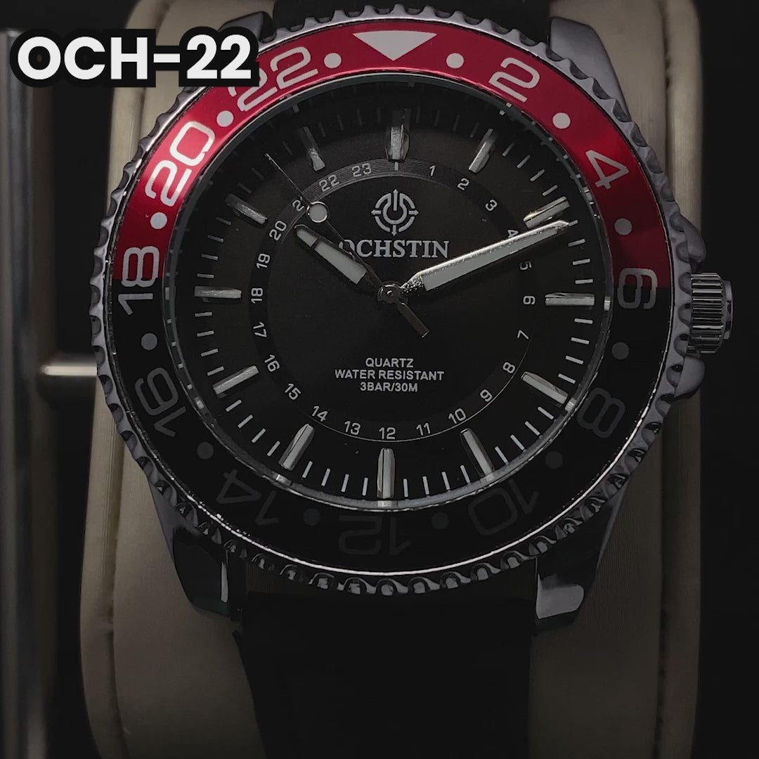 RELOJ OCHSTIN ORIGINAL - CASUAL NEGRO Y ROJO | OCH-22 | OCH-23 (3)