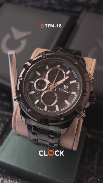 RELOJ TEMEIS ORIGINAL 3202 | 8117  PLATEADO NEGRO DORADO CASUAL | TEM-11, TEM-12, TEM-13, TEM-14, TEM-15, TEM-16