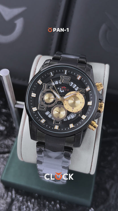 RELOJ PANZER ORIGINAL - ELEGANTE PLATEADO DORADO Y NEGRO | PAN-1, PAN-2, PAN-3