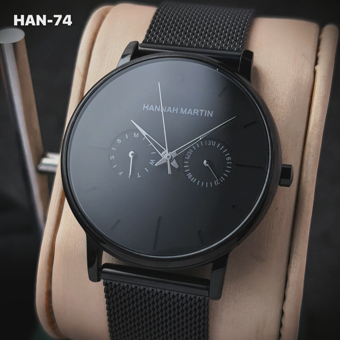 RELOJ ORIGINAL HANNAH MARTIN - ELEGANTE Y CASUAL - NEGRO, MARRON Y PLATEADO | HAN-73 | HAN-74 | HAN-75 | HAN-76 | HAN-77 | HAN-78 PARA HOMBRE