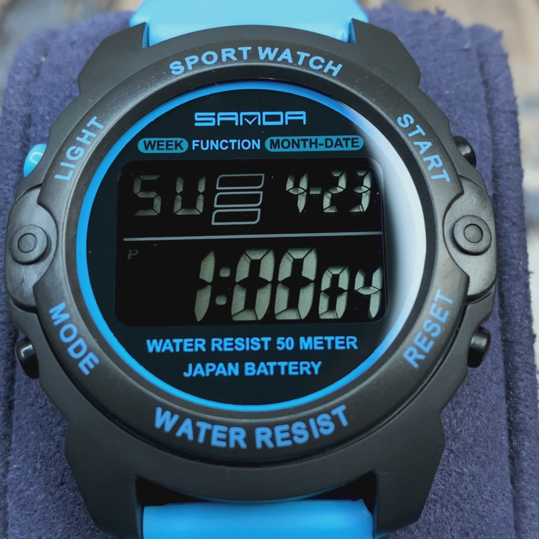 RELOJ SANDA ORIGINAL DEPORTIVO AZUL Y ROSADO PARA MUJER | SAN-19 | SAN-56