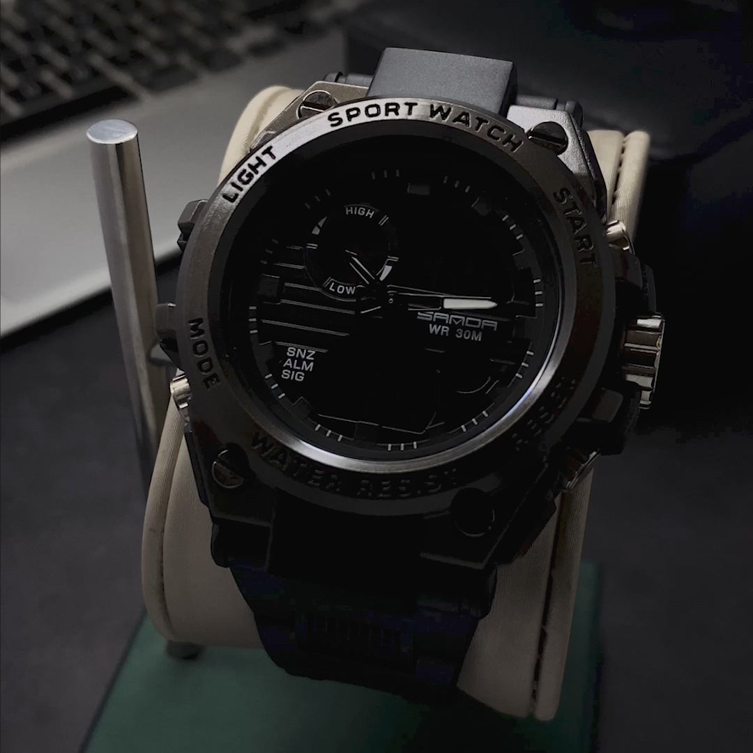 RELOJ SANDA ORIGINAL DEPORTIVO NEGRO Y VERDE PARA HOMBRE 739 | SAN-1 | SAN-5 | SAN-12