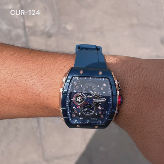 RELOJ CURREN ORIGINAL CASUAL NEGRO Y AZUL PARA HOMBRE | CUR-124 | CUR-125