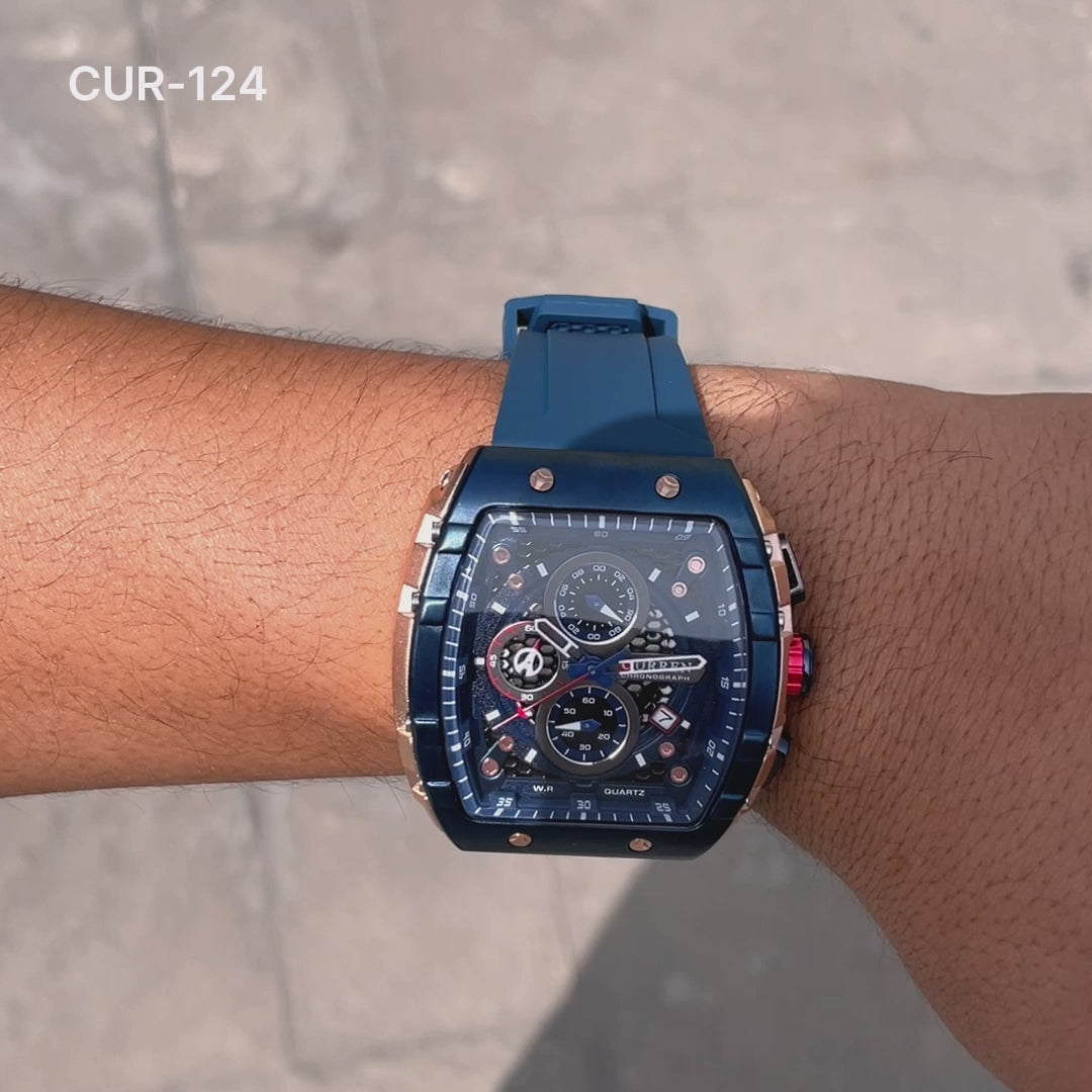 RELOJ CURREN ORIGINAL CASUAL NEGRO Y AZUL PARA HOMBRE | CUR-124 | CUR-125