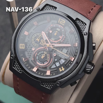 RELOJ NAVIFORCE NF8051L ORIGINAL CASUAL NEGRO Y MARRON | NAV-135, NAV-136, NAV-137 PARA HOMBRE