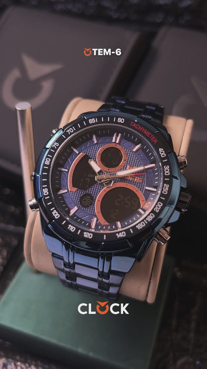 RELOJ TEMEIS ORIGINAL 8113 AZUL NEGRO DORADO AMARILLO PLATEADO | TEM-6, TEM-7, TEM-8, TEM-9, TEM-10