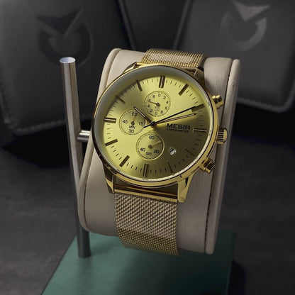 RELOJ MEGIR ORIGINAL - CASUAL DORADO Y NEGRO | MEG-5 - MEG-6 PARA HOMBRE