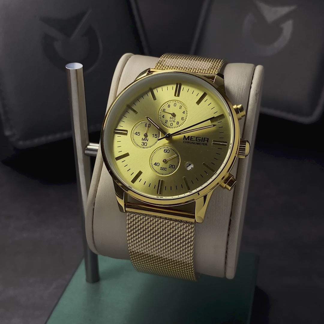 RELOJ MEGIR ORIGINAL - CASUAL DORADO Y NEGRO | MEG-5 - MEG-6 PARA HOMBRE