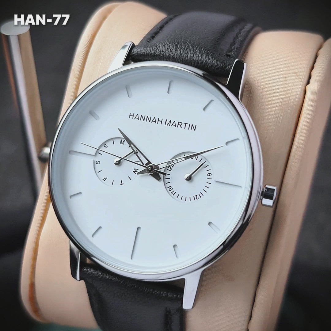 RELOJ ORIGINAL HANNAH MARTIN - ELEGANTE Y CASUAL - NEGRO, MARRON Y PLATEADO | HAN-73 | HAN-74 | HAN-75 | HAN-76 | HAN-77 | HAN-78 PARA HOMBRE