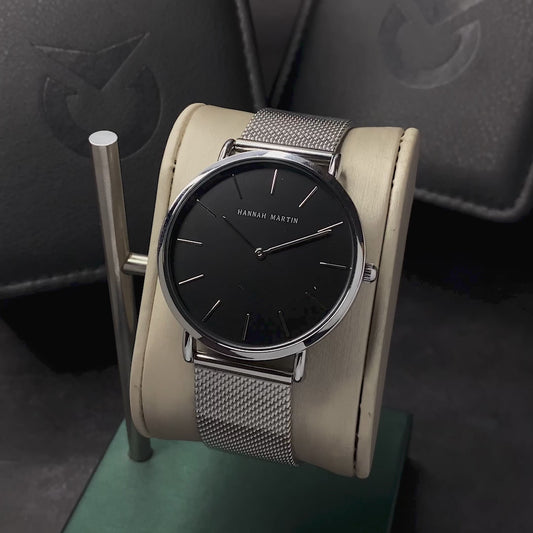 RELOJ HANNAH MARTIN ORIGINAL - ELEGANTE NEGRO Y PLATEADO PARA HOMBRE HM-CH02 | HAN-43 | HAN-44
