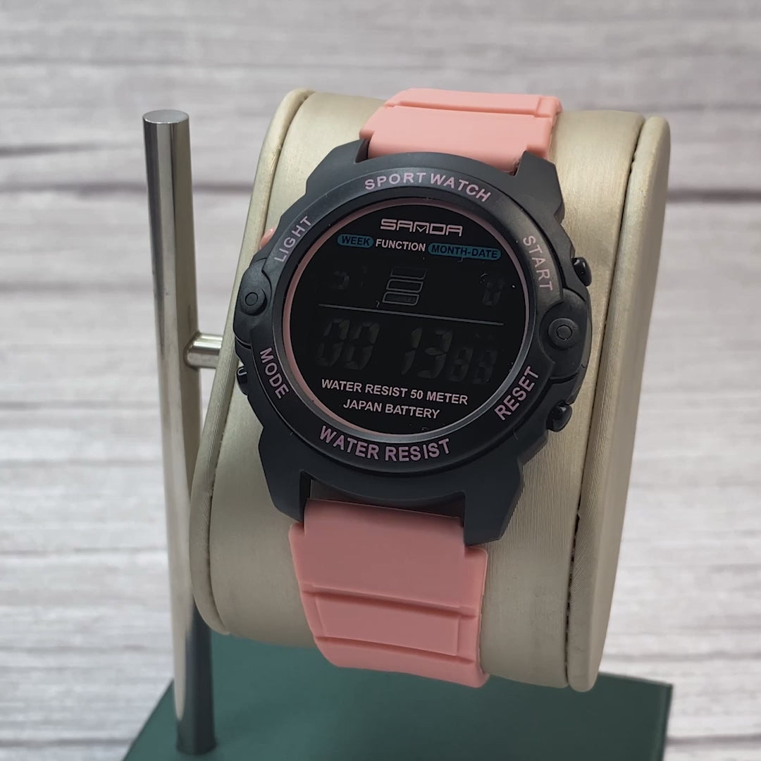 RELOJ SANDA ORIGINAL DEPORTIVO AZUL Y ROSADO PARA MUJER | SAN-19 | SAN-56