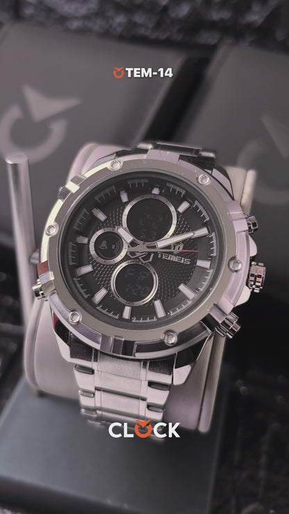 RELOJ TEMEIS ORIGINAL 3202 | 8117  PLATEADO NEGRO DORADO CASUAL | TEM-11, TEM-12, TEM-13, TEM-14, TEM-15, TEM-16