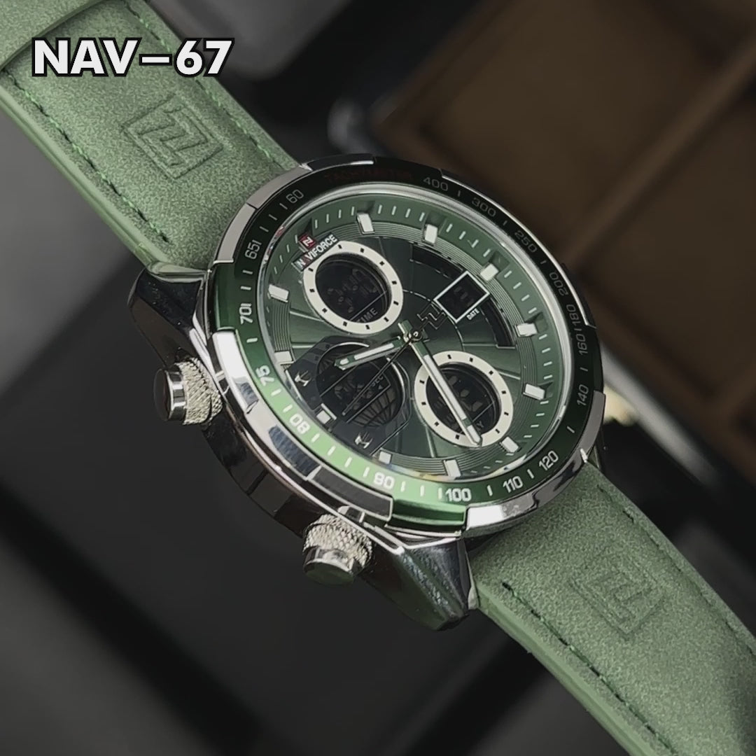 RELOJ NAVIFORCE ORIGINAL - ELEGANTE Y CASUAL - VERDE Y NEGRO  | NAV-67 I NAV-68