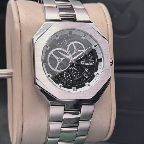 RELOJ DINIMI ORIGINAL 88433 NEGRO PLATEADO | DIN-1, DIN-2, DIN-30 PARA HOMBRE