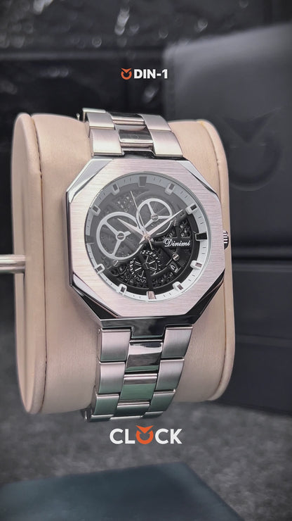 RELOJ DINIMI ORIGINAL 88433 NEGRO PLATEADO | DIN-1, DIN-2, DIN-30 PARA HOMBRE
