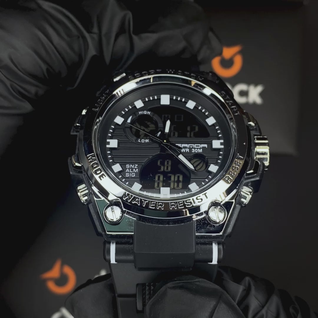 RELOJ SANDA ORIGINAL DEPORTIVO NEGRO Y VERDE PARA HOMBRE 739 | SAN-1 | SAN-5 | SAN-12