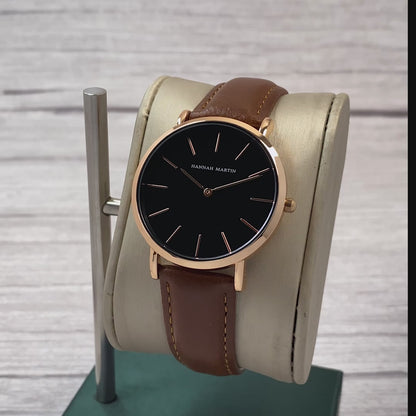 RELOJ HANNAH MARTIN ORIGINAL ELEGANTE MARRON CON NEGRO | HAN-19