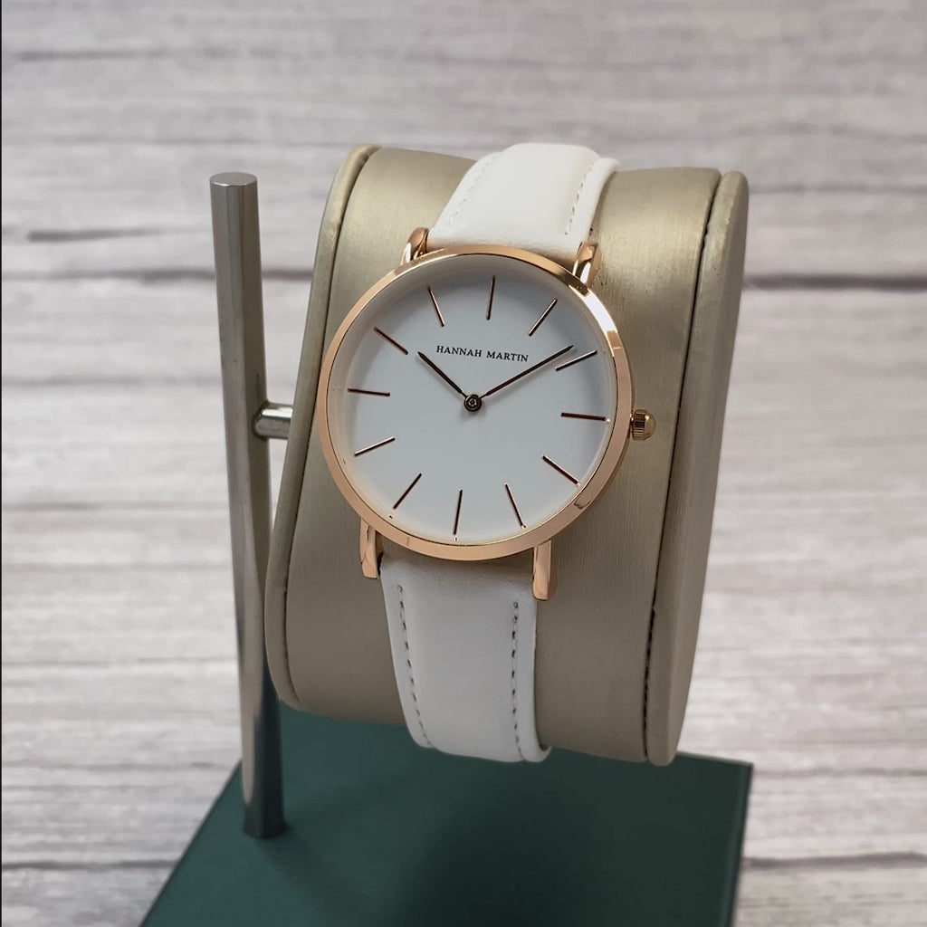 RELOJ HANNAH MARTIN ORIGINAL CASUAL BLANCO DORADO | HAN-18 (4)