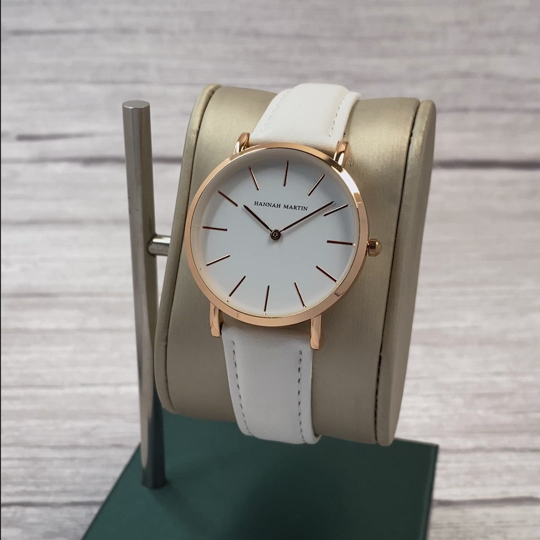 RELOJ HANNAH MARTIN ORIGINAL CASUAL BLANCO DORADO | HAN-18 (4)