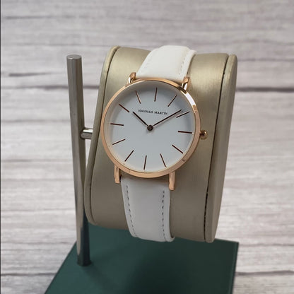 RELOJ HANNAH MARTIN ORIGINAL CASUAL BLANCO DORADO | HAN-18 (4)