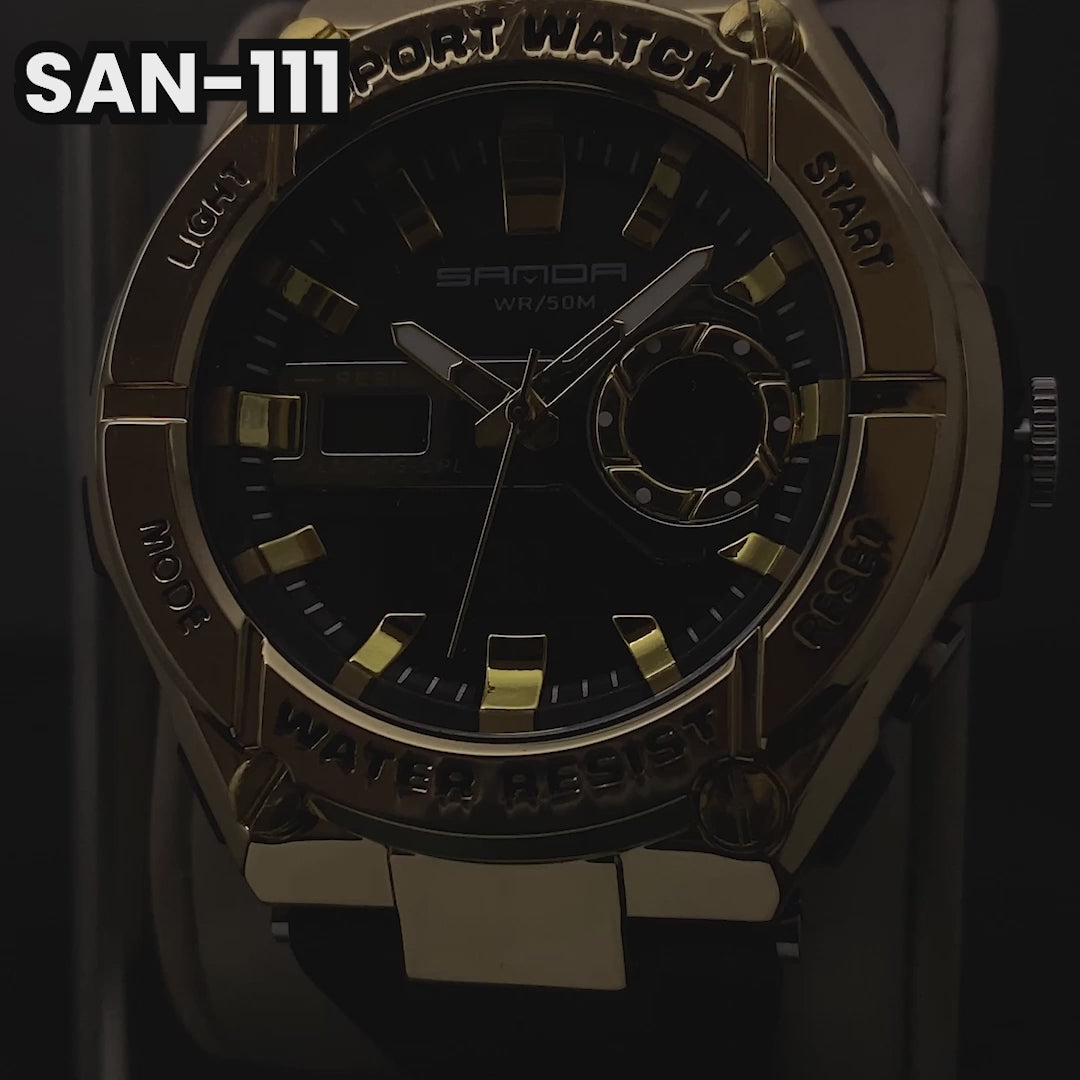 RELOJ SANDA ORIGINAL - CASUAL NEGRO Y VERDE PARA HOMBRE |  SAN-110 | SAN-111 | SAN-112