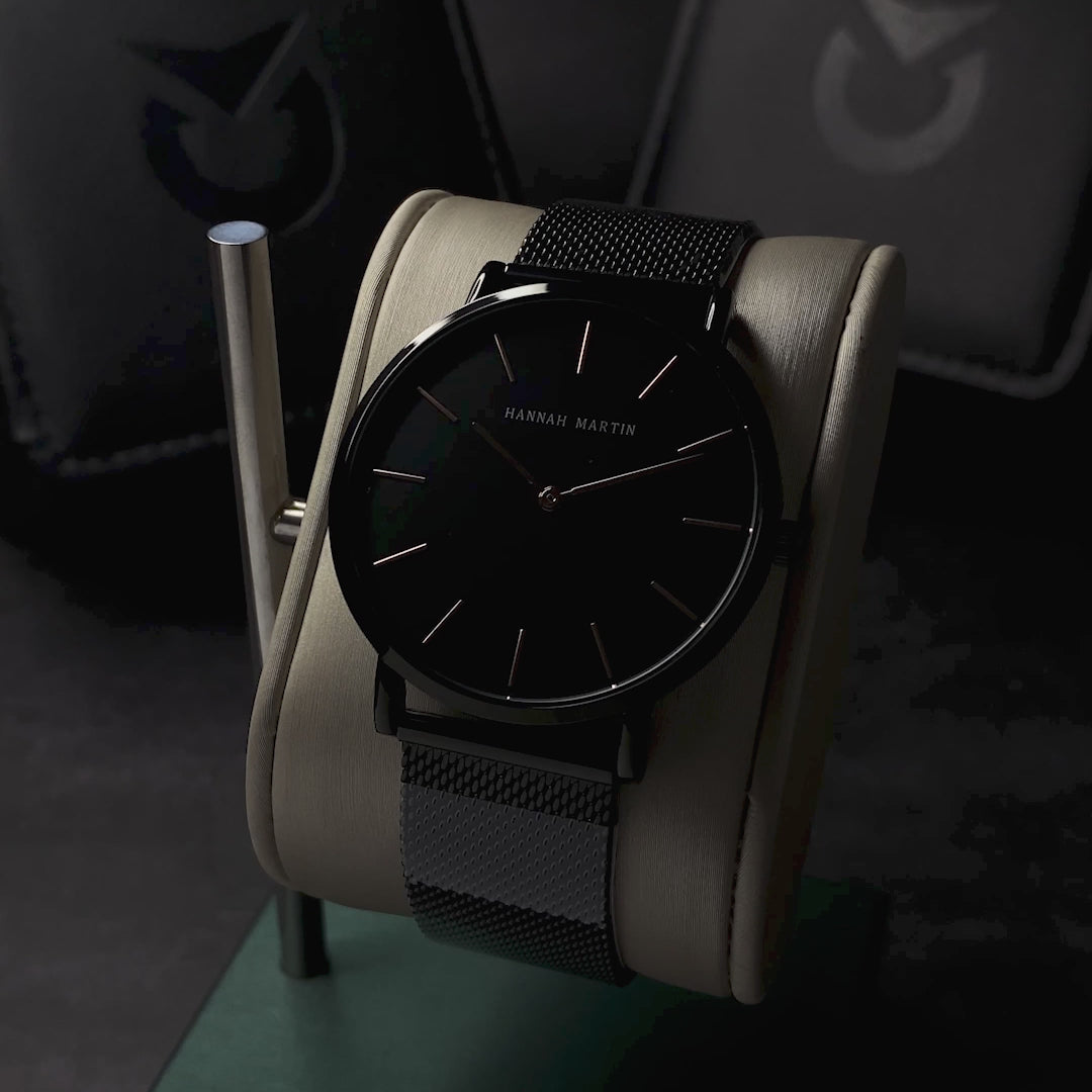 RELOJ HANNAH MARTIN ORIGINAL - ELEGANTE NEGRO Y PLATEADO PARA HOMBRE  HM-CH02 | HAN-43 | HAN-44
