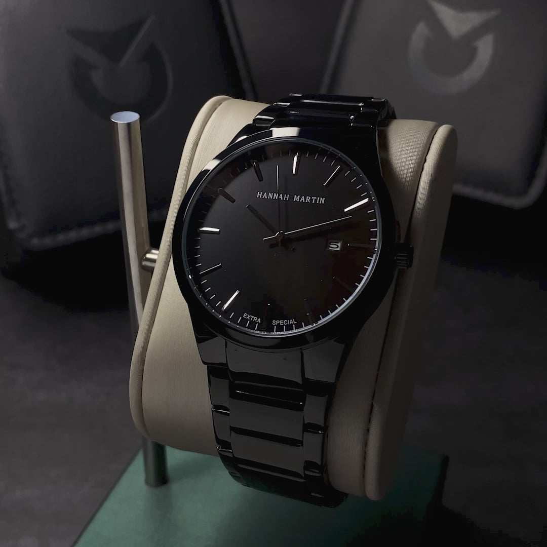 RELOJ HANNAH MARTIN ORIGINAL ELEGANTE PLATEADO Y NEGRO| HAN-26 | HAN-48 | HAN-50 | HAN-52 (3)