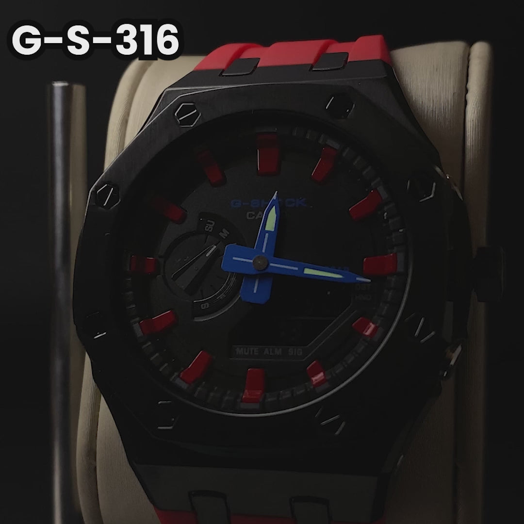 RELOJ G-SHOCK-GA-2100 DEPORTIVO CASUAL OAK RED & BLUE STEEL PARA HOMBRE |G-S-316