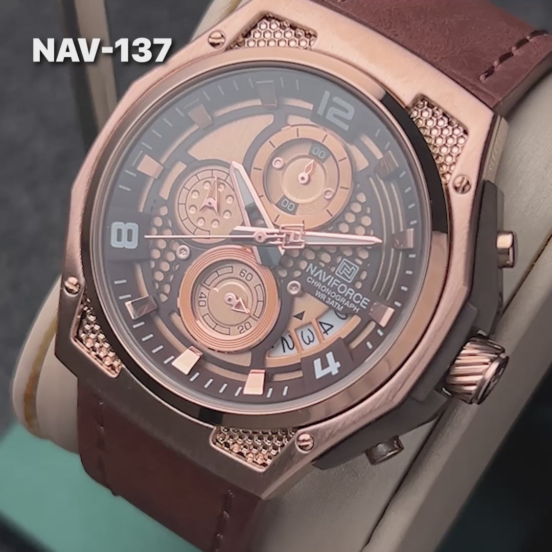RELOJ NAVIFORCE NF8051L ORIGINAL CASUAL NEGRO Y MARRON | NAV-135, NAV-136, NAV-137 PARA HOMBRE