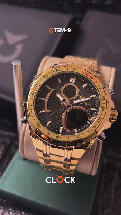 RELOJ TEMEIS ORIGINAL 8113 AZUL NEGRO DORADO AMARILLO PLATEADO | TEM-6, TEM-7, TEM-8, TEM-9, TEM-10