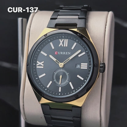 RELOJ CURREN ORIGINAL - CASUAL NEGRO, DORADO Y PLATEADO | SKU: CUR-135, CUR-136, CUR-137